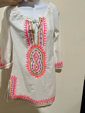 White Embroidered Women's Swim Coverup